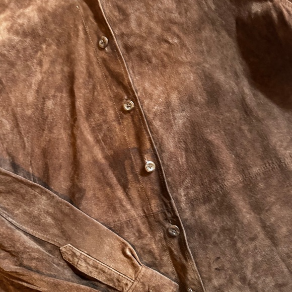 Y2k Brown Suede Button-Up Shirt - Picture 4 of 11